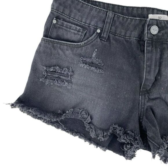 Cut Off Jean Shorts Black Denim Distressed BP Size 28 Waist Mid Rise Festival - Picture 2 of 6
